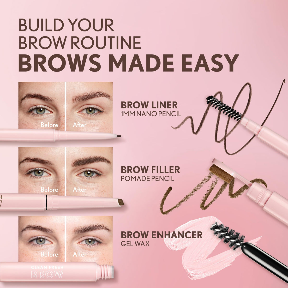 COVERGIRL before-and-after brows illustrating defined natural finish