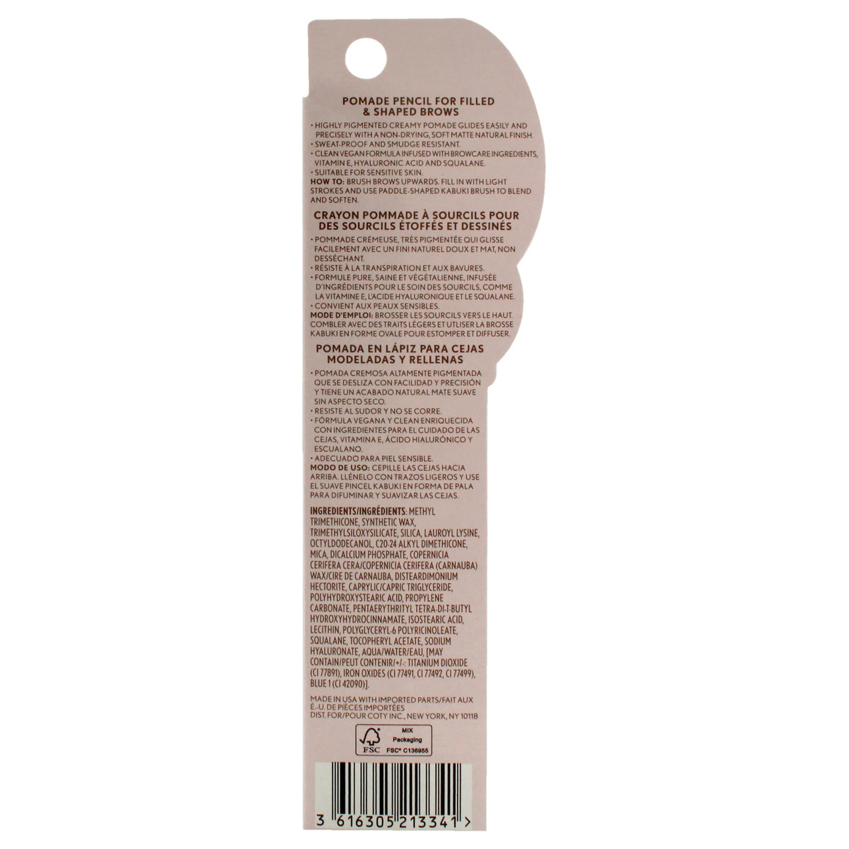 COVERGIRL back label highlighting vegan formulation and benefits