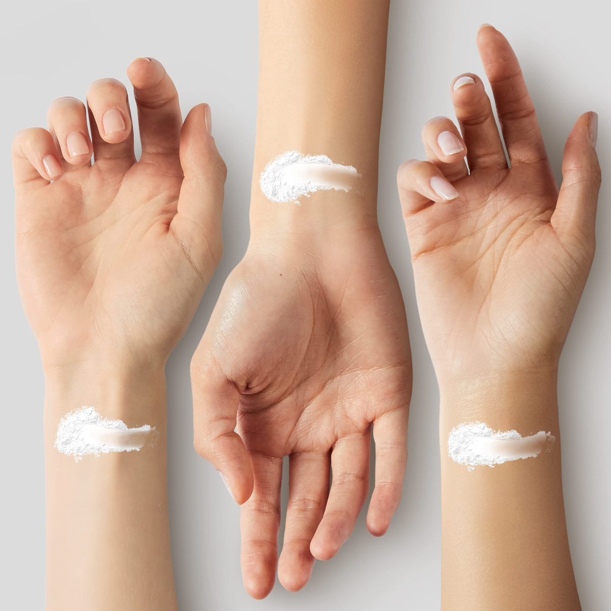 COVERGIRL powder pressed on hand showing matte effect and oil control