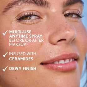 COVERGIRL Clean Fresh spray action in use demonstrating fine mist and non-disruptive makeup refresh