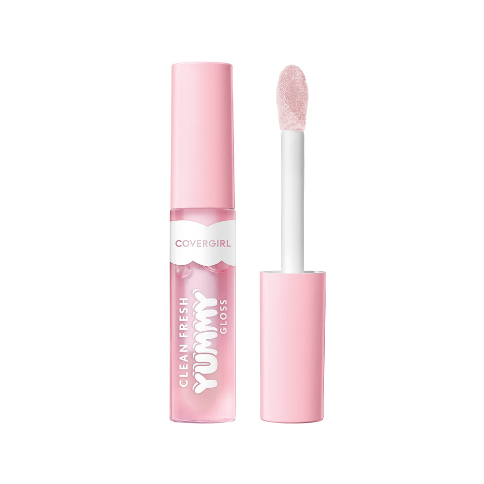 COVERGIRL front packaging showing gloss tube and shade, highlights clean formula