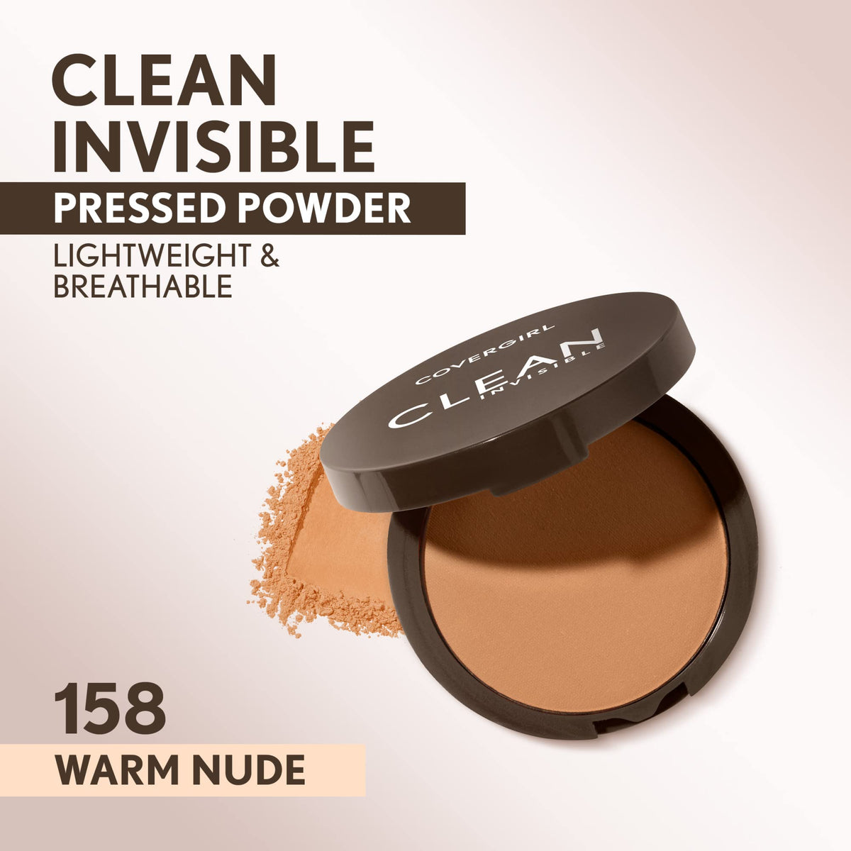 COVERGIRL compact opened to show mirror and soft applicator puff for quick touch ups