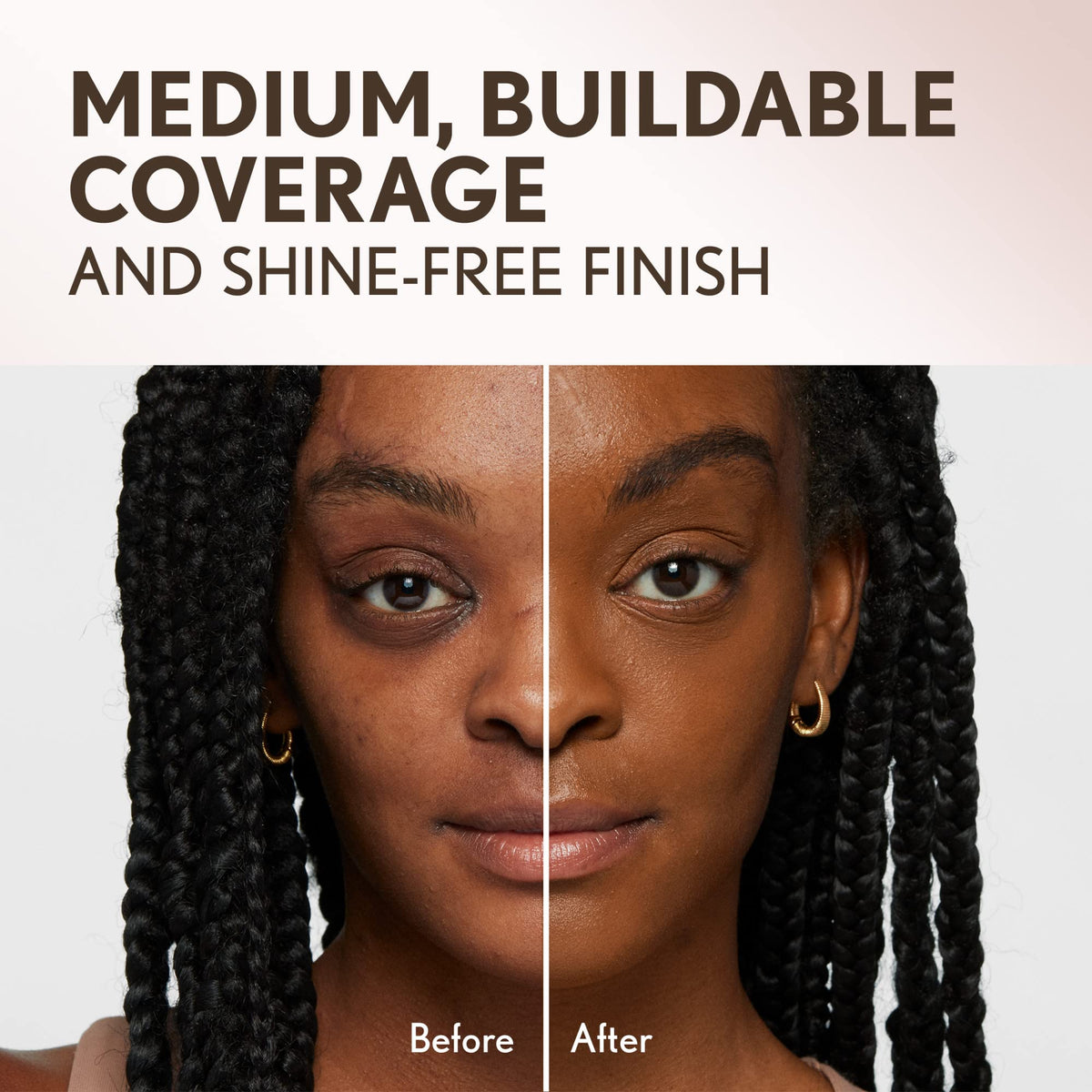 Covergirl powder texture close-up highlighting silky, finely milled finish benefit