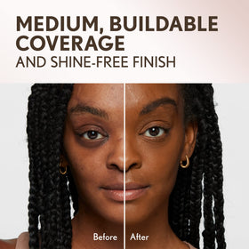 Covergirl powder texture close-up highlighting silky, finely milled finish benefit