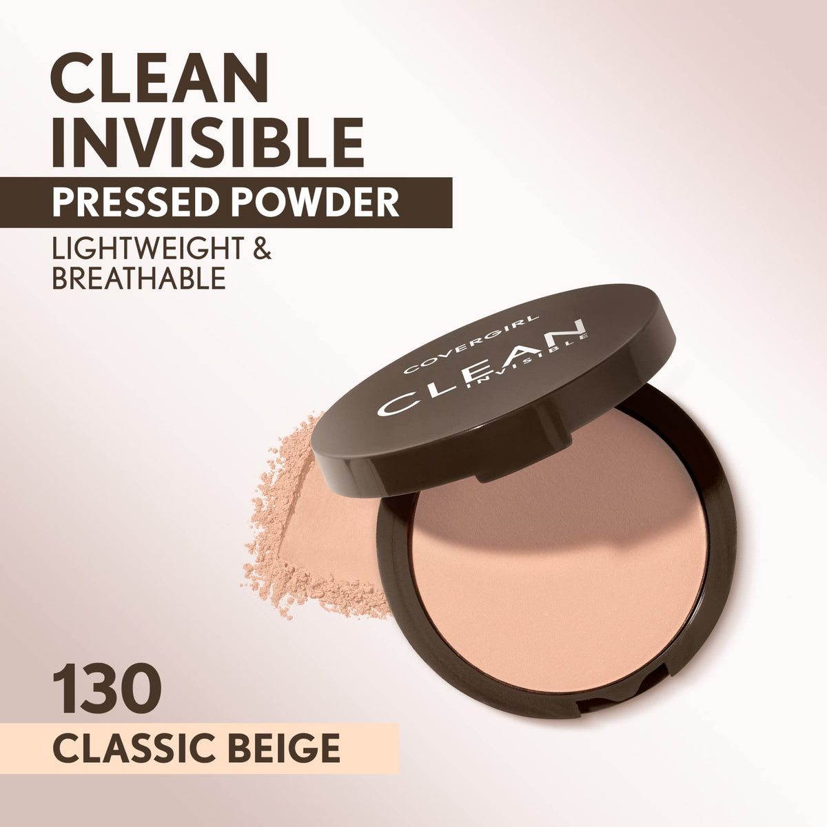 COVERGIRL compact open with puff and mirror for quick touch-ups and easy application