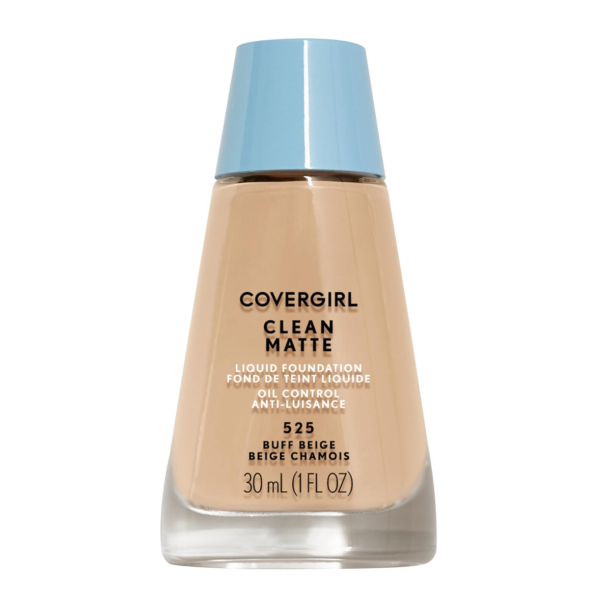 COVERGIRL front packaging showing Buff Beige 525 and matte finish benefit
