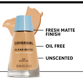 COVERGIRL size comparison with coin showing compact 1 oz capacity benefit