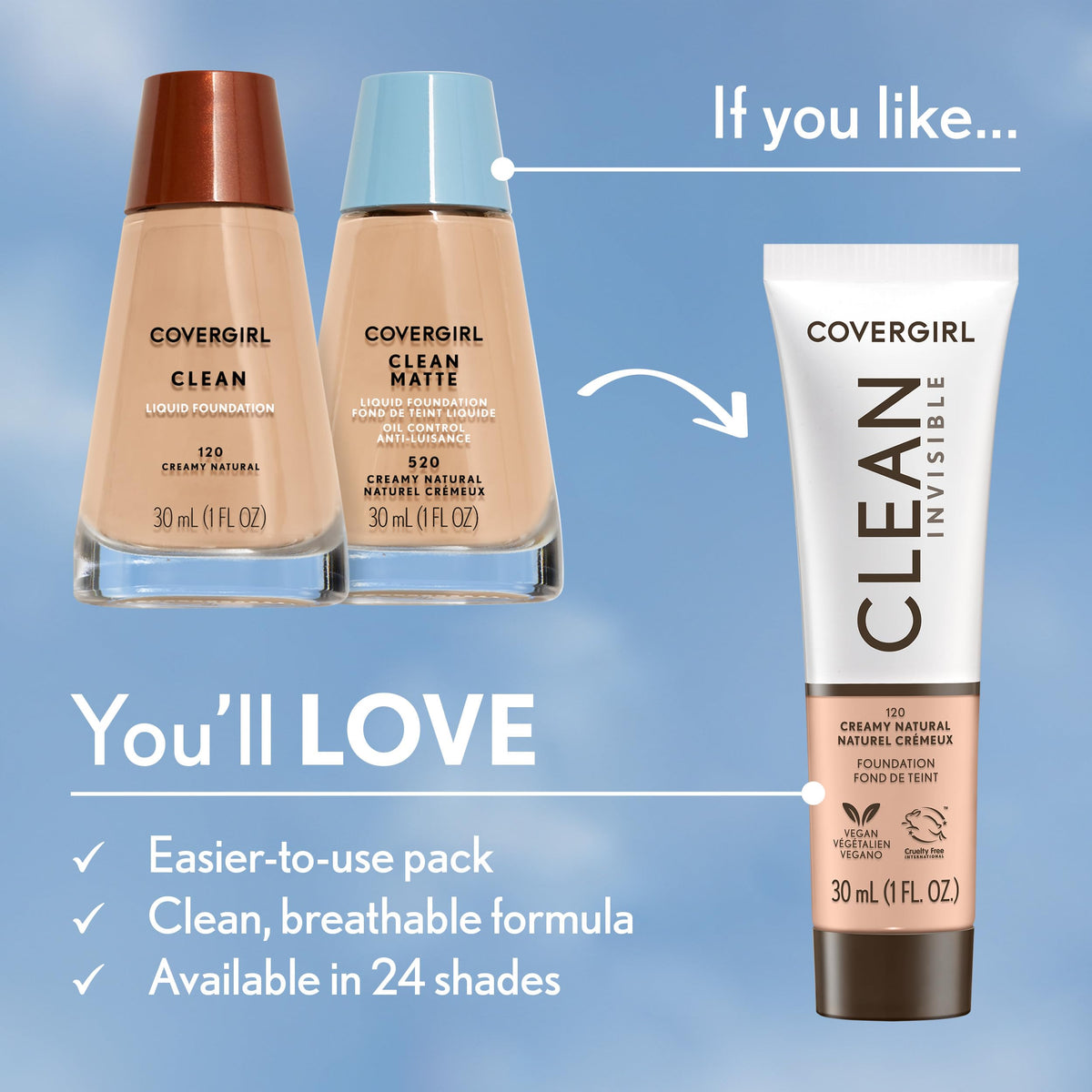 COVERGIRL texture swirl showing smooth blendability and even coverage benefit