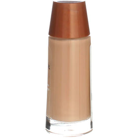 COVERGIRL bottle held next to hand showing real size and travel-friendly benefit