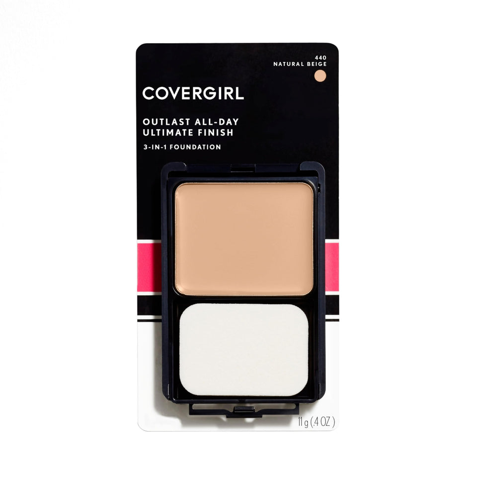 COVERGIRL compact front showing Natural Beige and convenient design benefit