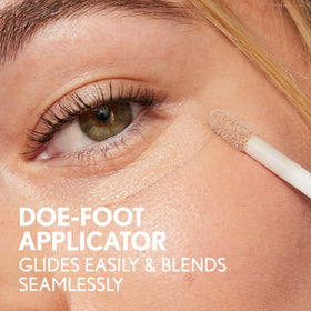 COVERGIRL concealer applied under eye illustrating brightening effect and lightweight wear