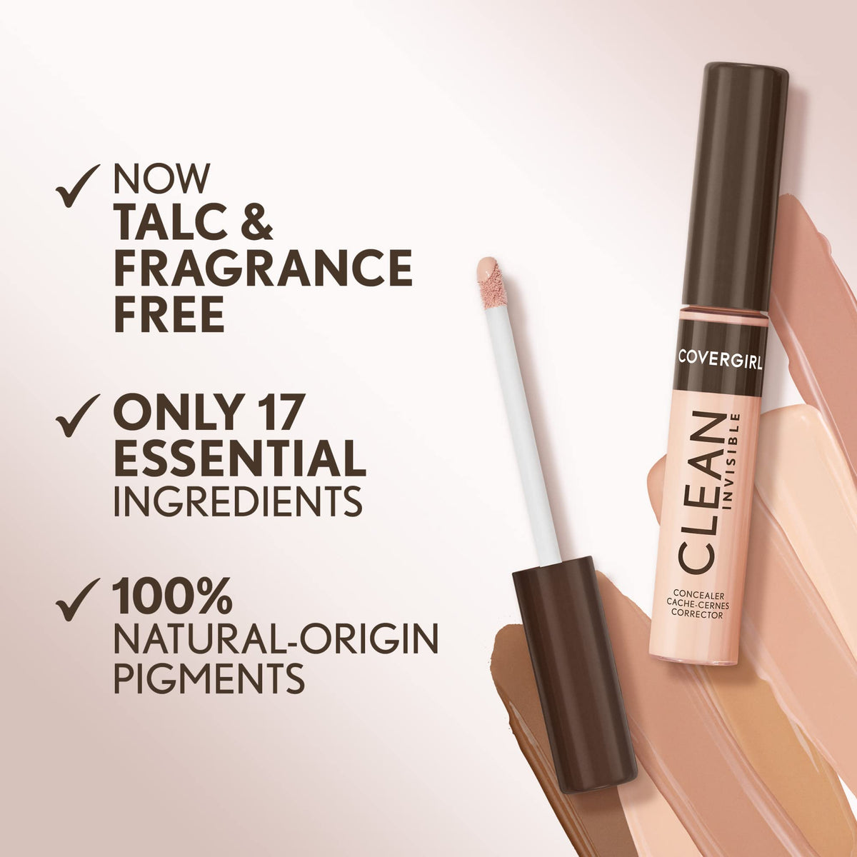 COVERGIRL recyclable bottle detail highlighting 30% post-consumer recycled material benefit