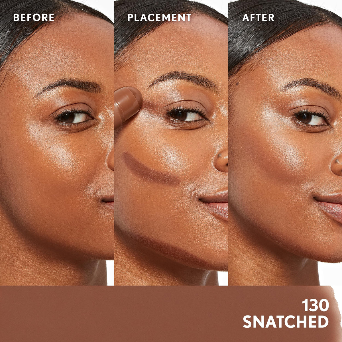 COVERGIRL contour stick applied to cheek demonstrating precise sculpting benefit