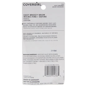 COVERGIRL close-up spoolie and micro-fine tip demonstrating blended natural-looking brows