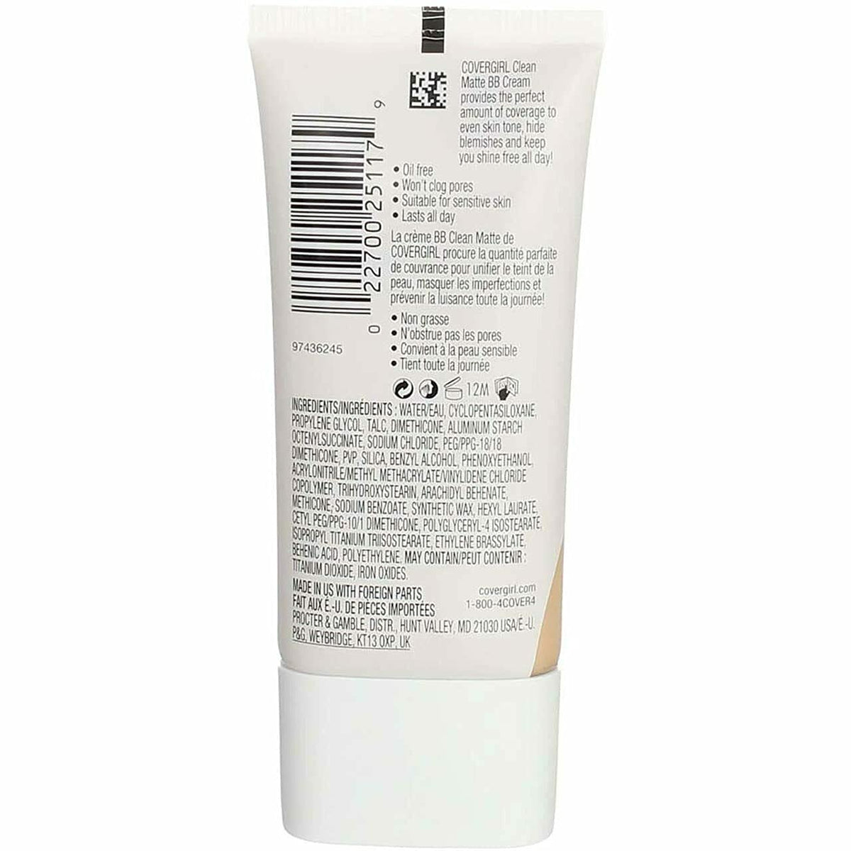 COVERGIRL open tube nozzle and cap showing packaging ease and controlled dispensing benefit