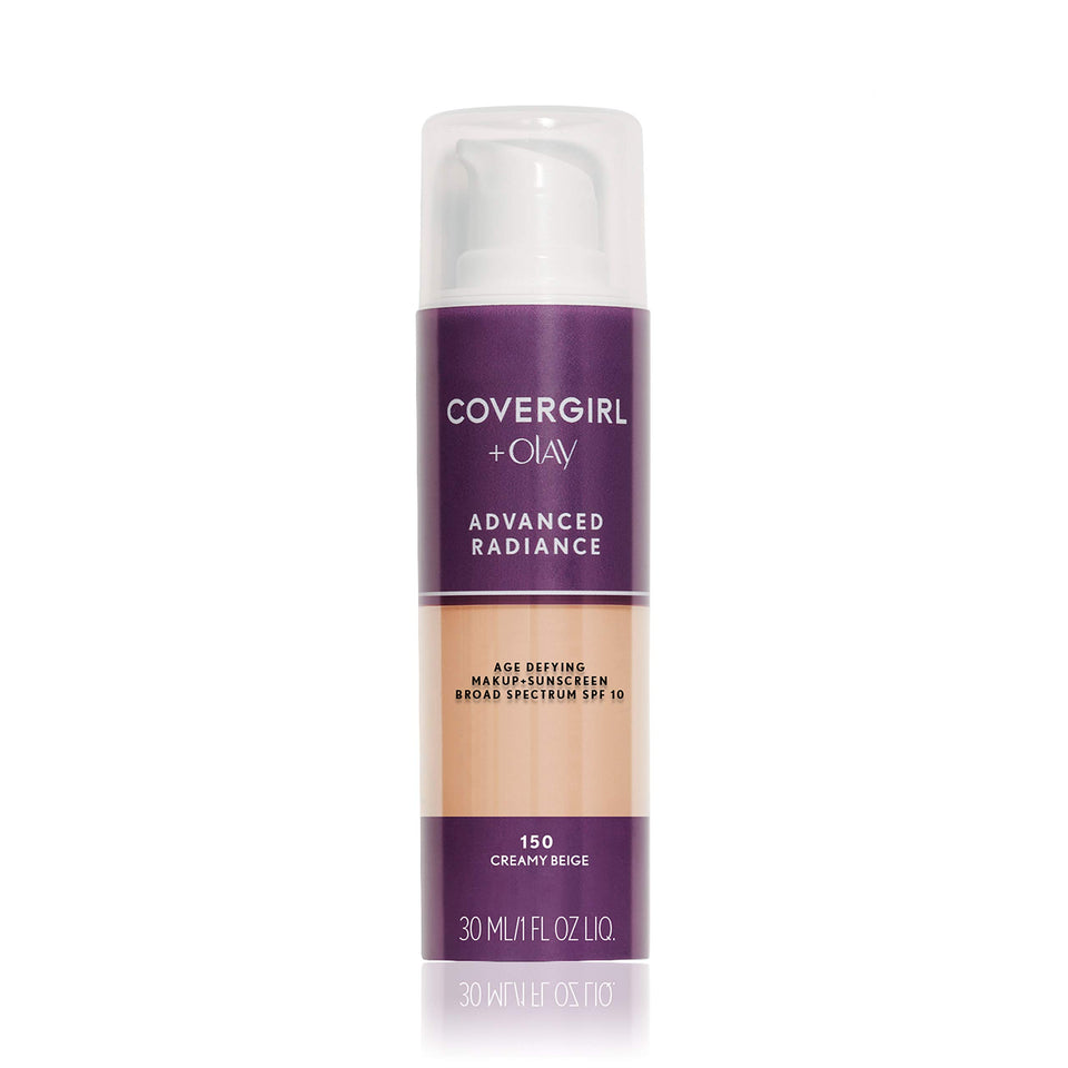 COVERGIRL Advanced Radiance foundation front packaging showing shade label and bottle design