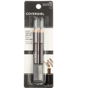 COVERGIRL front packaging showing two brow pencils and sharpener for convenience