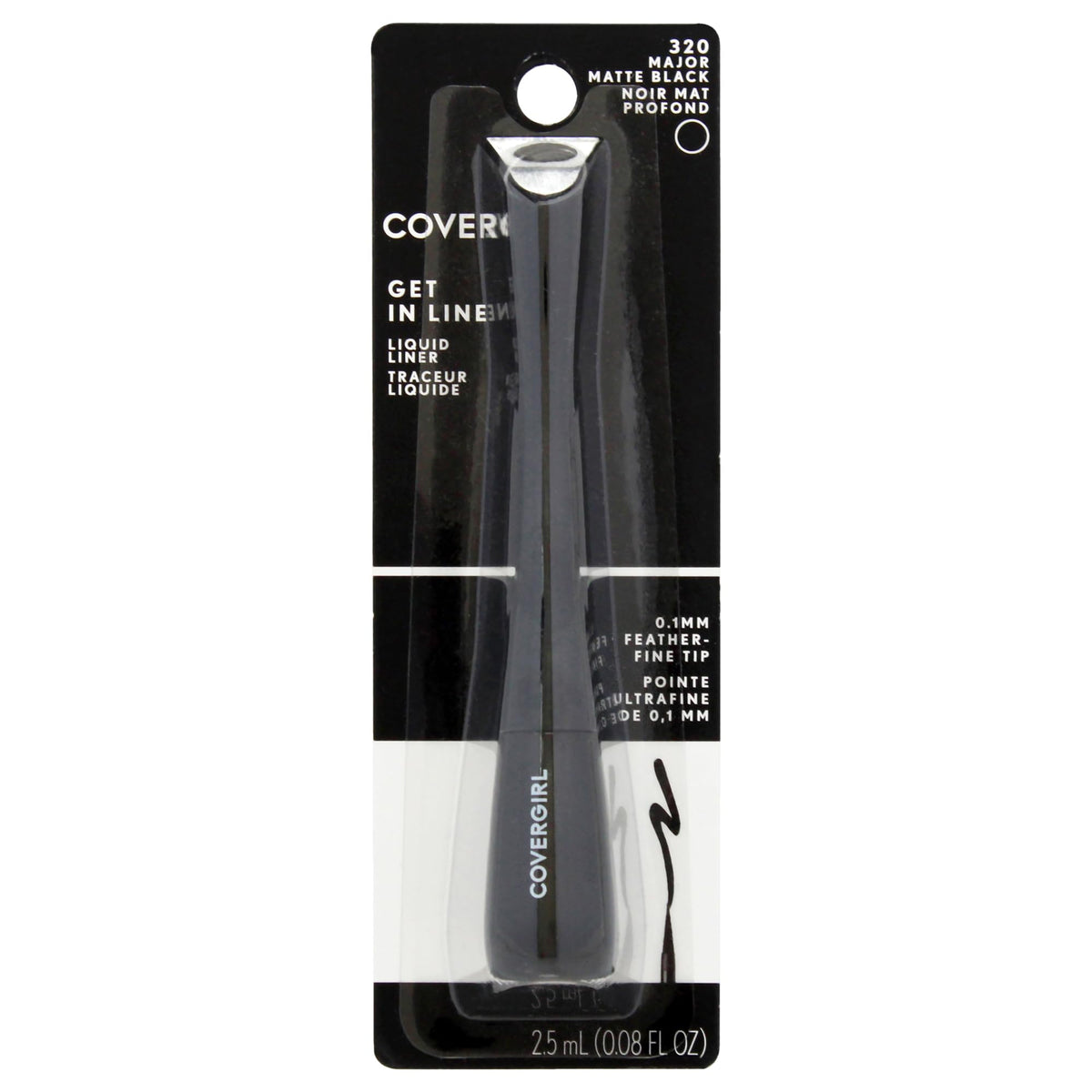 COVERGIRL front packaging showing product and black crystal shade benefits precision