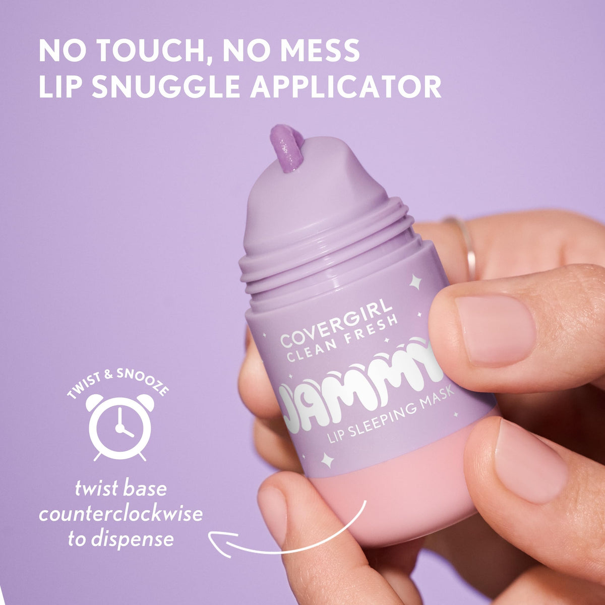 COVERGIRL sheer tint on lips showing natural color and smooth finish