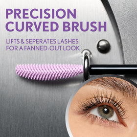 COVERGIRL application on eye demonstrating lifted, fanned lashes with volume