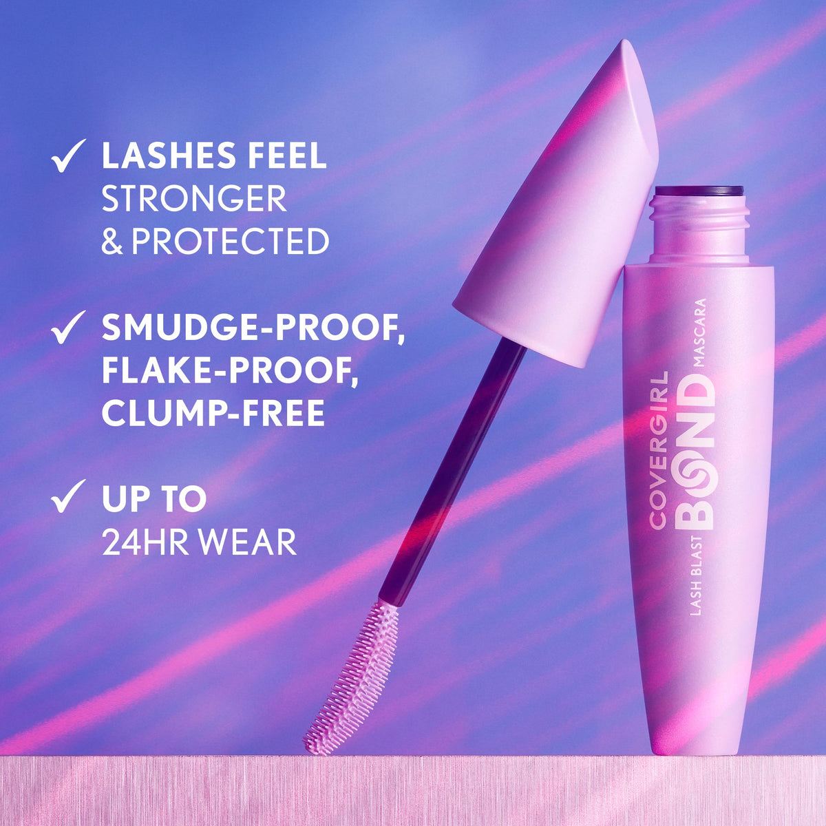 COVERGIRL size comparison showing tube next to everyday items for scale benefit