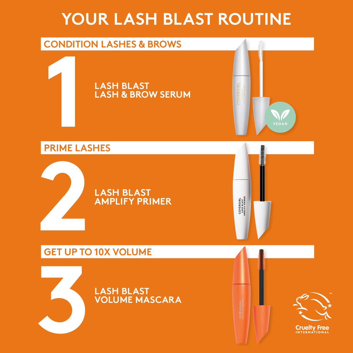 COVERGIRL model applying mascara delivering lifted, defined lashes
