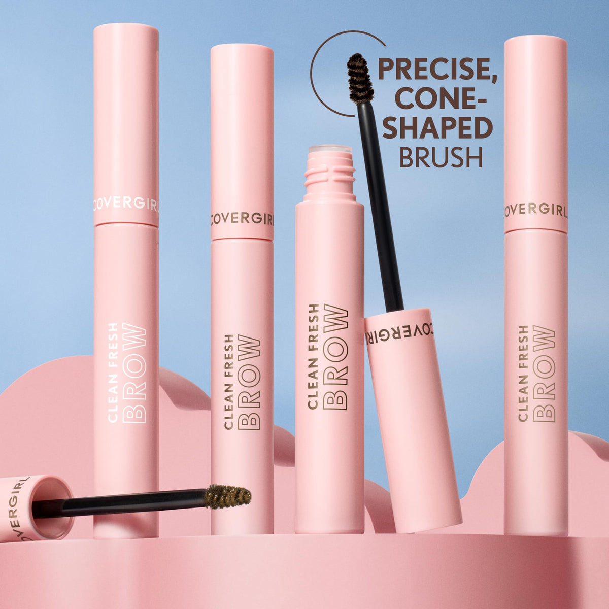 COVERGIRL medium brown gel texture swipe showing buildable tint