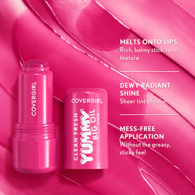 COVERGIRL open tube revealing melted balm tip for easy swipe application