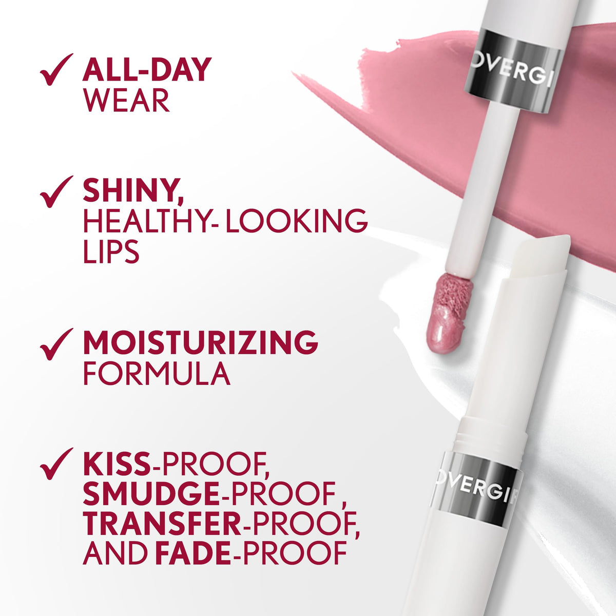 COVERGIRL lips wearing 555 Blossom Berry showing glossy sealed finish benefit