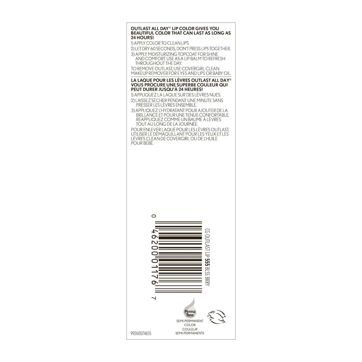 COVERGIRL label detail showing shade name and cruelty-free certification benefit