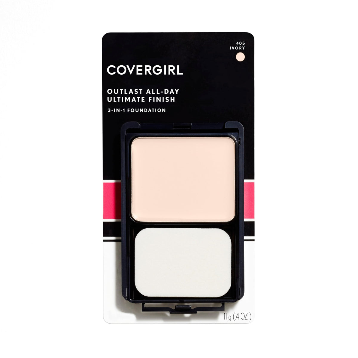 COVERGIRL compact front view showing shade Ivory and sleek packaging, perfect portability