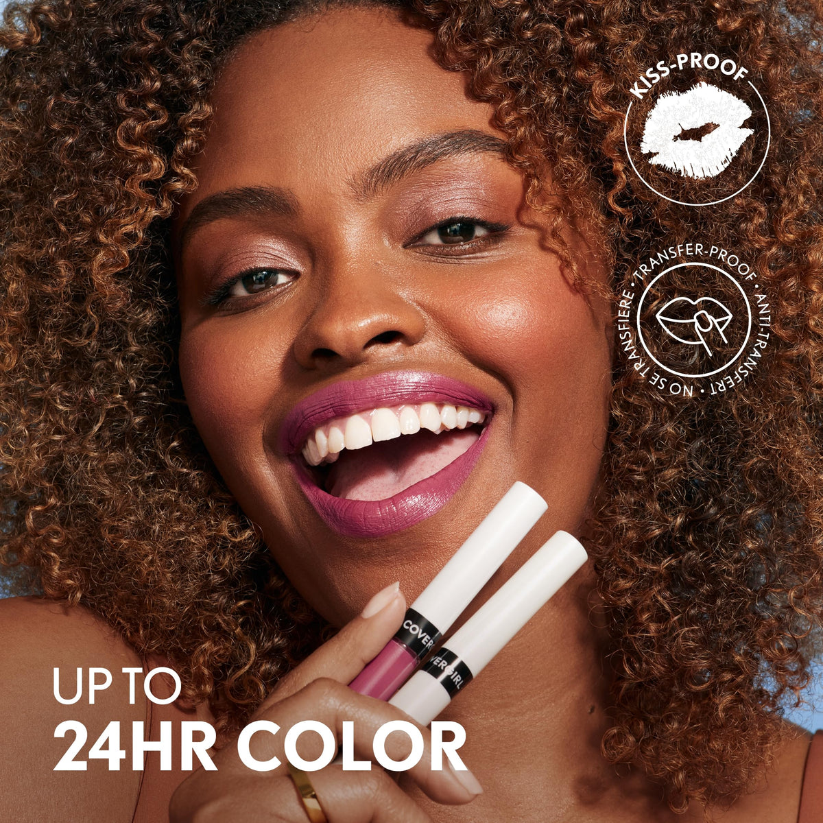 COVERGIRL Outlast on model in daylight showing natural finish and all-day wear benefit