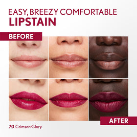COVERGIRL swatch on arm demonstrating Crimson Glory buildable color payoff