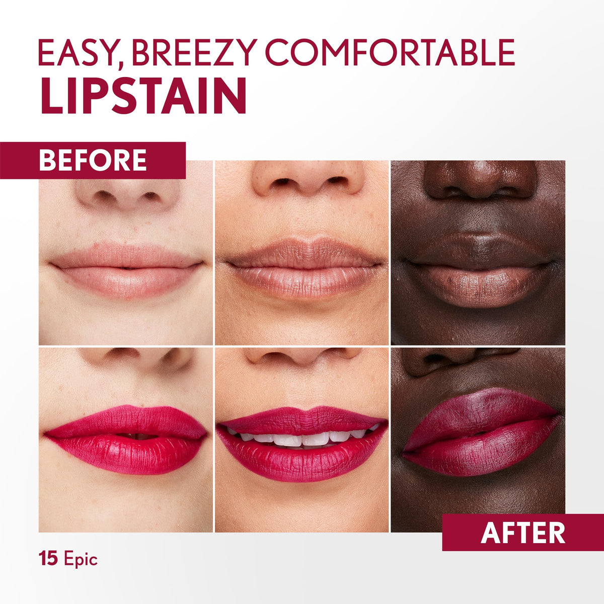 COVERGIRL texture swipe of the stain showing smooth satin color payoff
