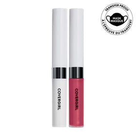 COVERGIRL dual-tube open displaying color base and glossy sealing topcoat