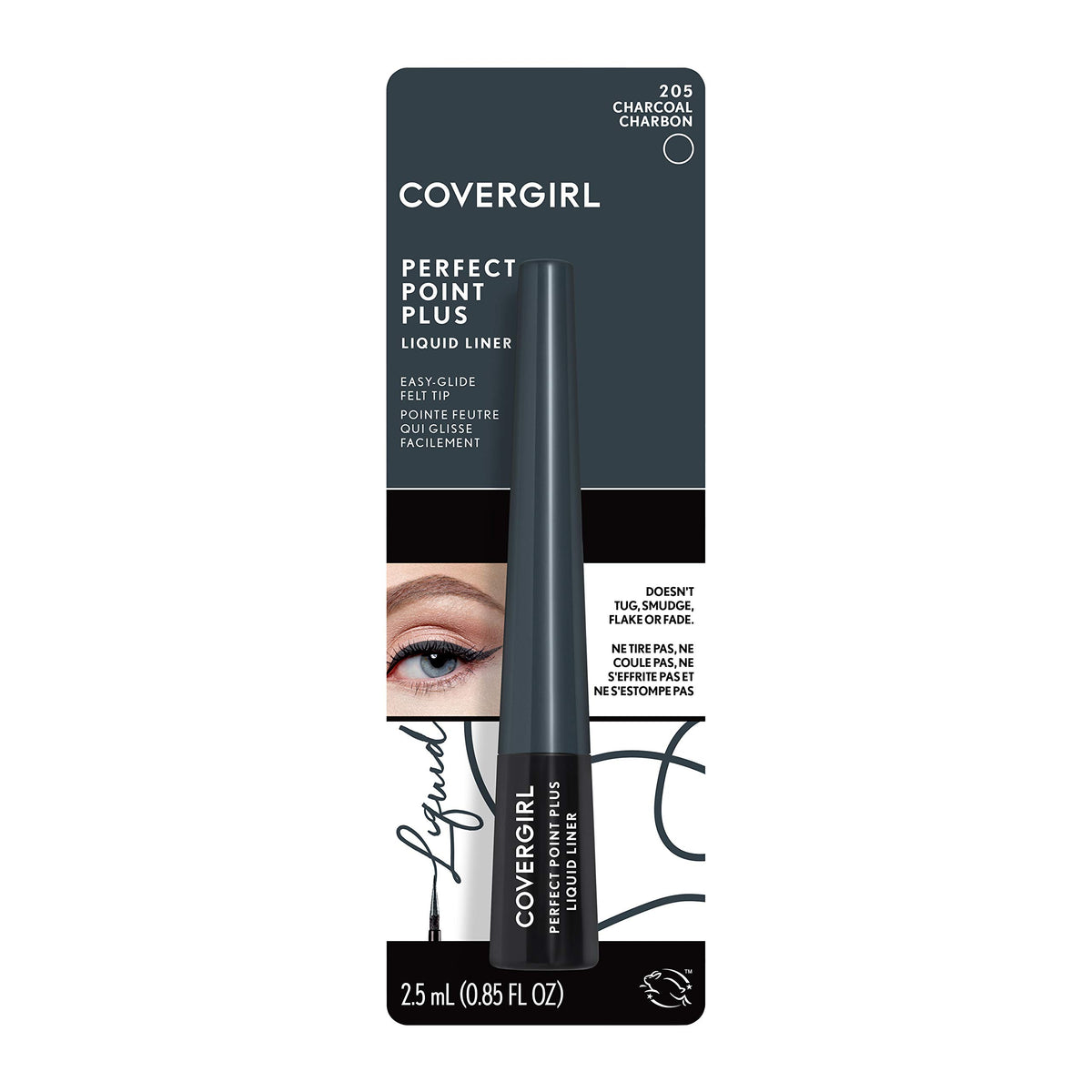 COVERGIRL charcoal swatch showing rich matte pigment and smooth payoff