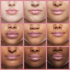 COVERGIRL lipstick texture swatch on skin showing rose hue and creamy emollient feel