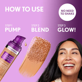 COVERGIRL shade 50 medium-tan swatch on arm demonstrating sheer coverage