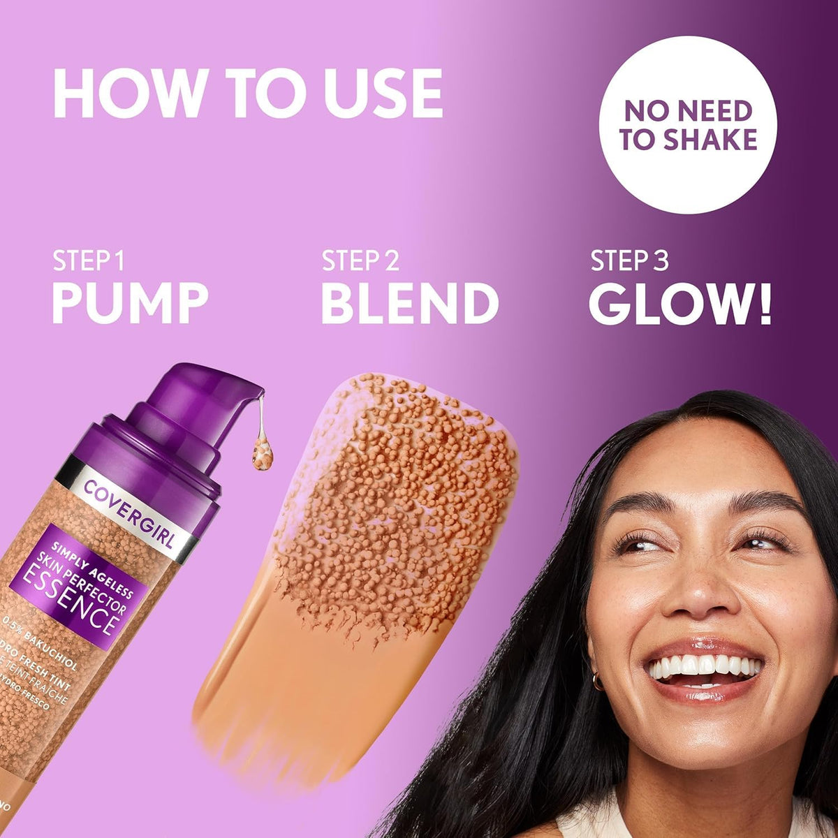 COVERGIRL fingertip applying product to show smooth spread and tint
