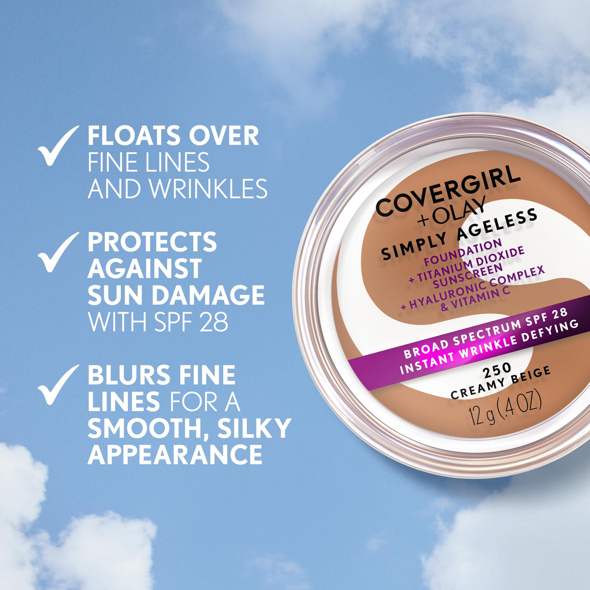 COVERGIRL application swiped on hand demonstrating buildable medium coverage benefit
