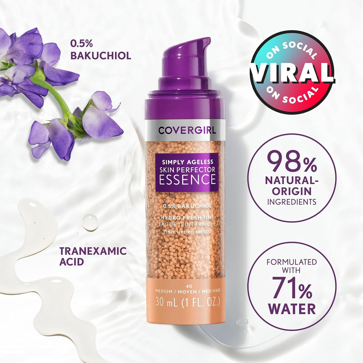 COVERGIRL gel consistency droplet highlighting lightweight hydration