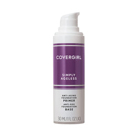 COVERGIRL Simply Ageless pump dispenser highlighting easy controlled dosing
