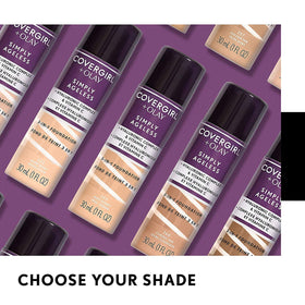 COVERGIRL Simply Ageless beside foundation showing improved makeup adherence
