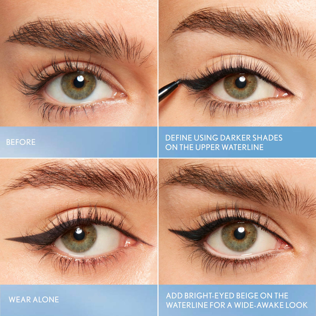COVERGIRL model tightlining to show natural lash enhancement benefit