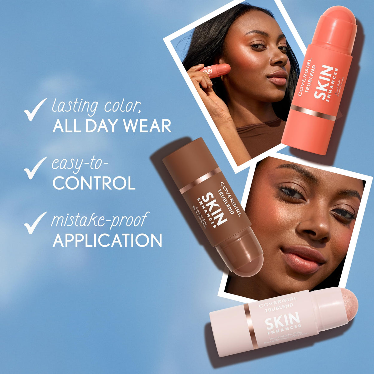 COVERGIRL TruBlend applied to cheek showing natural flush and buildable color