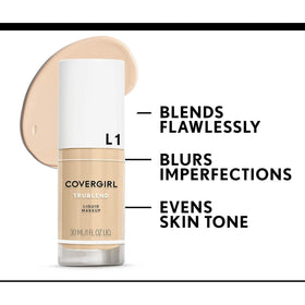 COVERGIRL TruBlend before and after full face illustrating natural coverage benefit