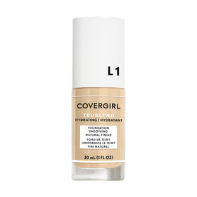 COVERGIRL TruBlend front bottle view showing shade Ivory L1 and benefits