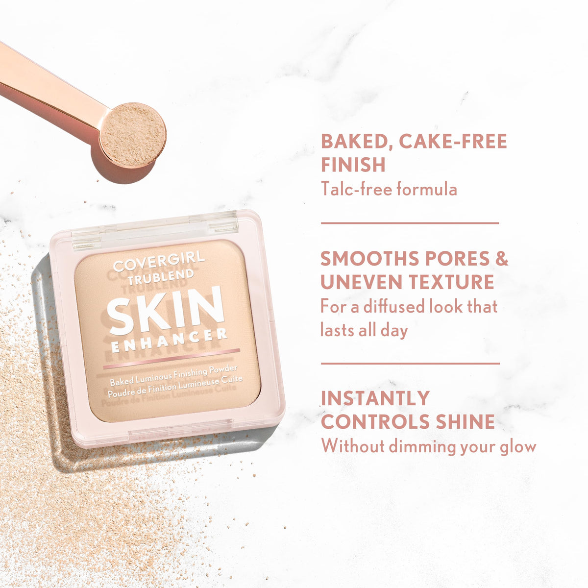 COVERGIRL compact in hand showing scale and convenient everyday use benefit