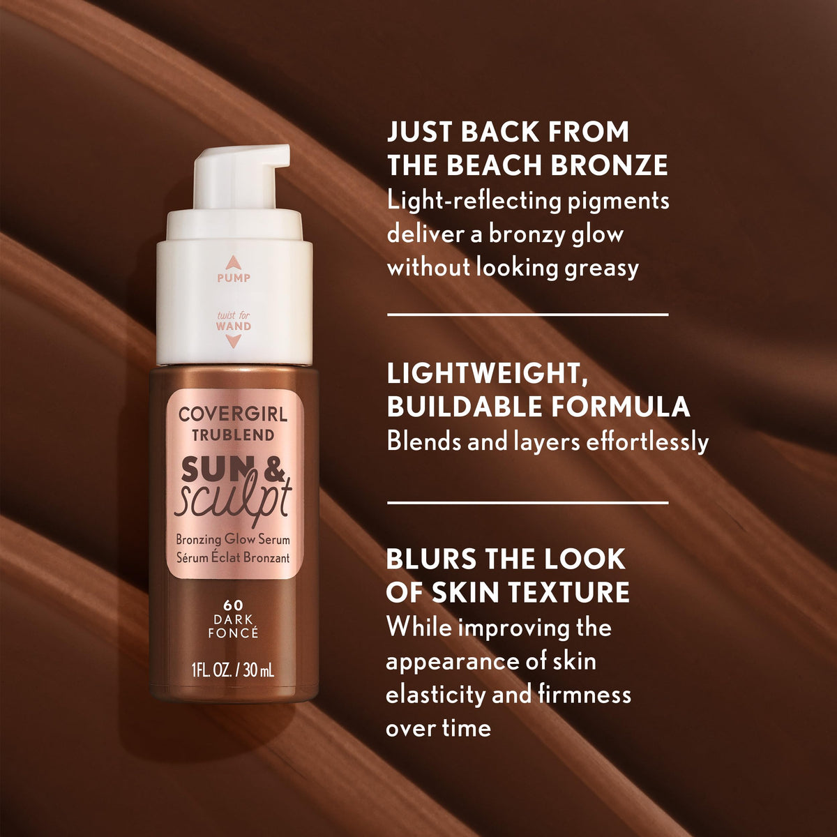 COVERGIRL bottle beside lipstick to show compact size and scale