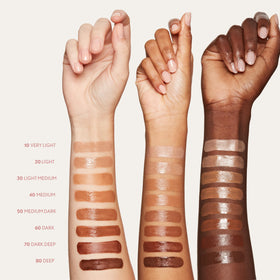 COVERGIRL swatch on forearm of 10 Very Light showing buildable warmth